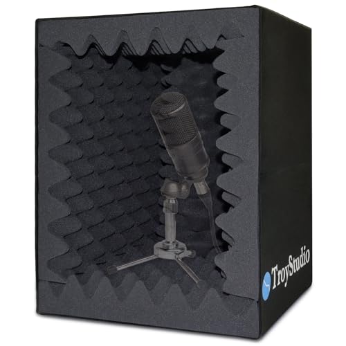 TroyStudio Mic Pop Filter Recording Shield, Portable Microphone Isolation Ball Shield, Vocal Booth, Music Studio Equipment Reflection Windscreen, Sound Foam Box Cover for Home Studio, Singing