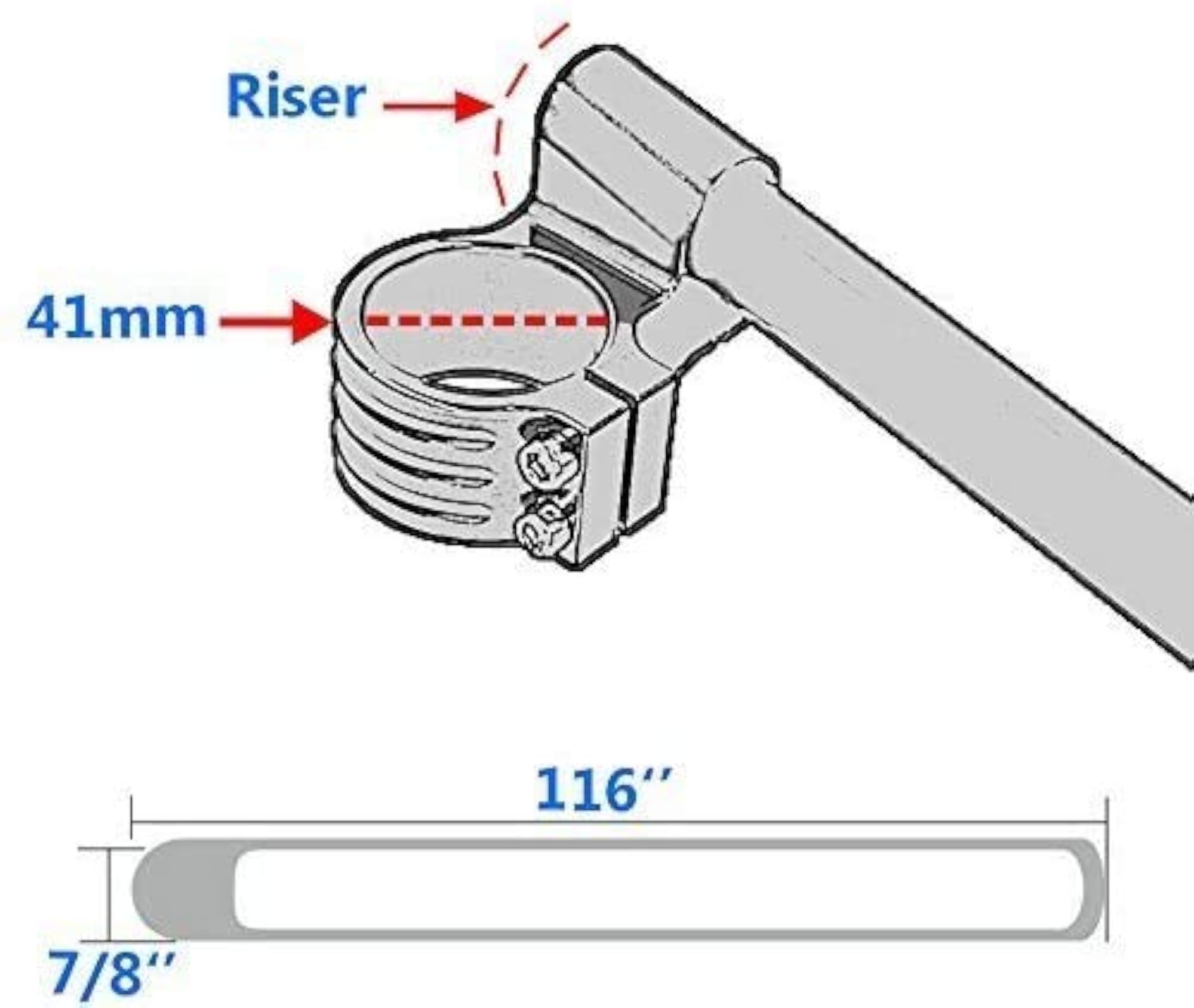 41mm Motorcycle Aluminum CNC Riser Fork Tube Clip On Handlebar