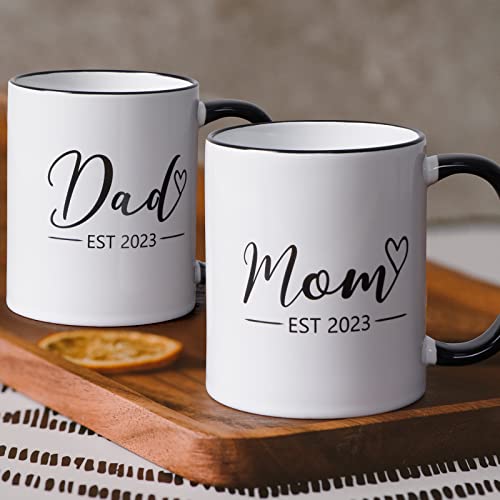 Yhrjwn - Mom And Dad Mug, Mom Dad Est 2023 Coffee Mug Set, Gifts For New Parents, New Mom Dad Gifts, Pregnancy Gifts For First Time Moms Couple, First Fathers Day Mothers Day Gifts, 11Oz(Black Handle) #TOP1