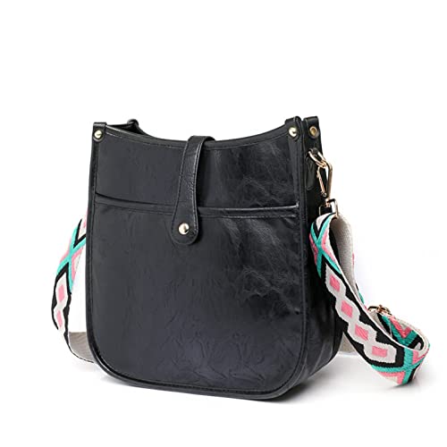 SeOSTO Leder Crossbody Taschen Vintage Houlder Tasche Damen Crossbody Tasche Damen Schulter Handtaschen (schwarz) Cover