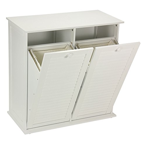 Household Essentials Tilt-Out Laundry Sorter Cabinet With Shutter Front, White #TOP3