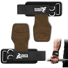 Heavy Duty Weight Lifting Straps with Dual D-Rings, Leather Palm Grip, Neoprene Wrist Support for Deadlifts, Rows, Cable Machines & Free Weights