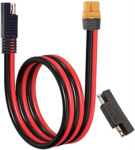 OUQYLG XT60 to SAE Adapter Extension Cable SAE to XT60 Connector Cord for Solar Generator Portable Power Station Solar Panel with SAE Polarity Reverse Adapter – 12AWG 3.3Ft/1M