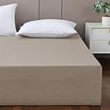 King Bed Skirt-Box Spring Cover with 14 Inch Tailored Drop,Wrinkle and Fade Resistant Hotel Wrap Around Bed Skirts,Bed Frame Cover (Wave Pattern Light Khaki, King)