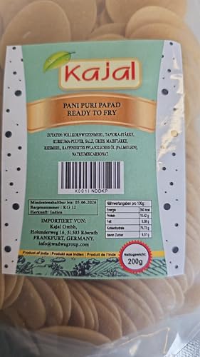 Kajal Pani Puri Golgappa zum Braten mit Masala Fresh Papad, hygienisch und lecker, fertig zum Braten (1 x 200 g)