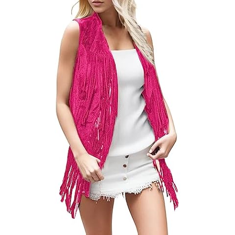 Womens Sleeveless Fringe Waistcoat Cosplay Outfit Cover