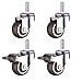 Möbelrollen Gewinde m8, Rollen für Möbel, Max Tragfähigkeit 88kg, Lenkrollen mit Bremse, Gewindedurchmesser: 8mm, Länge 20mm, 2PCS mit Bremse + 2PCS ohne Bremse