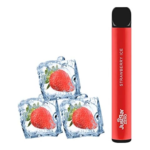 RAJX Just Bar Disposable Vape 600 Puffs, No Nicotine, Fruit Flavours Prefilled Juice, E Cigarettes Vape Pen, Quit Smoking Tool, Draw-Activated Vape, 0mg Nicotine Free (Strawberry Ice) Cover