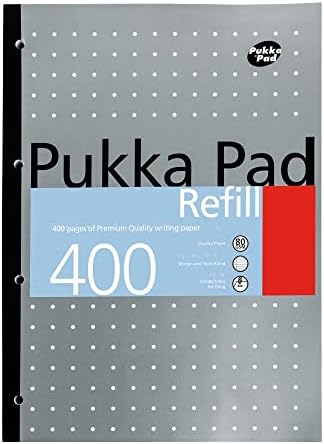 Pukka Pad A4 Refill Notepad  5 Pack of Notebooks with 400 Pages of 80GSM Paper, 4-Hole Punch Margins, and Feint Ruled Lines  29.7 x 21cm
