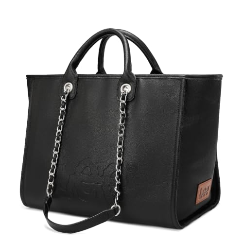Bolso tote grande de hombro para mujer en cuero vegano miniatura 1