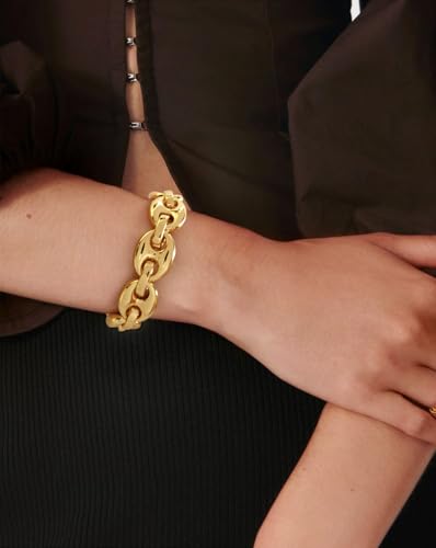 Chunky Stretch Bangles Bracelets for Women Trendy Wide Elastic Gold Bracelet Flexible Link Chain Bracelets4