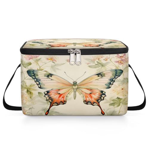 GzLeyigou Beauty Butterfly Lunch Bags for Women Men 9 Cans, Hot & Cold Food Delivery Bag Insulated Grocery Bag Insulated Lunch Box Butterfly Cooler Bag for Office Work Picnic Beach