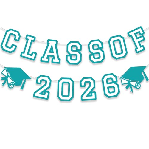 Image of Class of 2026 Graduation Banner University College Grad Garlands Decoration Party Supplies High School Colors Teal