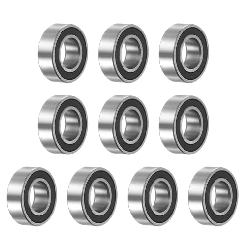 sourcing map 10pcs MR126-2RS Miniature Deep Groove Ball Bearings 6x12x4mm Rubber Sealed Bearings for TRX4 1/10 RC Cars Trucks, 3D Printer, P6 (ABEC 3)