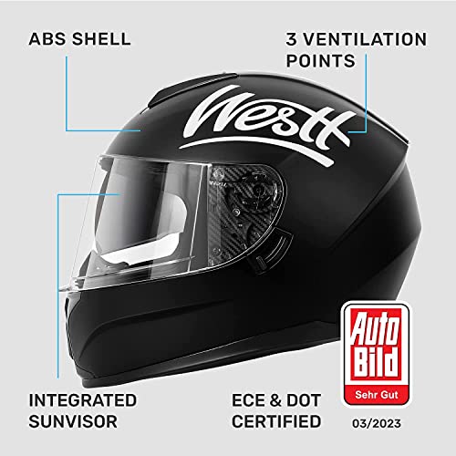 Westt Full Face Helmet - Dirt Bike Helmets With Dual Visor Dot Approved Compact Lightweight - Motorcycle Helmets For Men Women Adults Storm X Black L (22.44-22.84 In) #TOP1