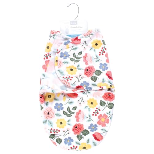 Image of Hudson Baby Infant Girl Plush Faux Fur Swaddle Wrap, Modern Botanical, 0-3 Months