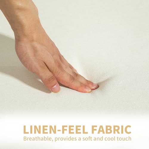 HOMCOM 2 Seater Sofa, Modern Tufted Fabric Couch, Upholstered Loveseat with Wood Legs for Small Space, Living Room, Bedroom, Office, Cream White - Image 5