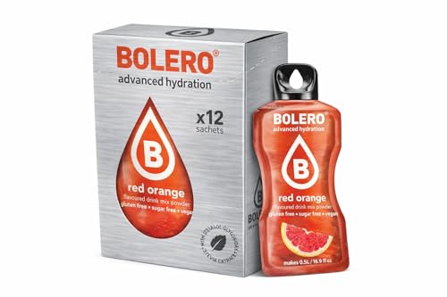 Bolero Drink Box 12 Naranja Roja (Red Orange) 3 g | 12 Sobres Saborizante en Polvo | Bebida Instantánea Refrescante | Sin Azúcar