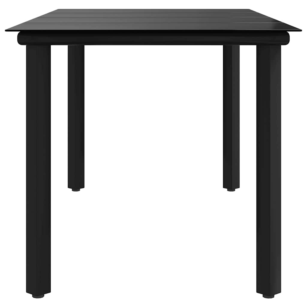 vidaXL Mesa Comedor Jardín Mueble Patas Rectangular Exterior Aire Libre Patio Terraza Cocina Comedor Hogar Acero y Vidrio Templado Negro