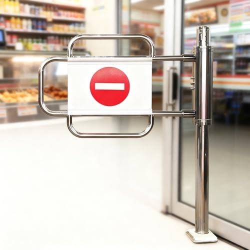 Puerta batiente automática para supermercados y almacenes, puerta de seguridad peatonal con montaje en poste, control de entrada seguro, solución de acceso duradera y fiable