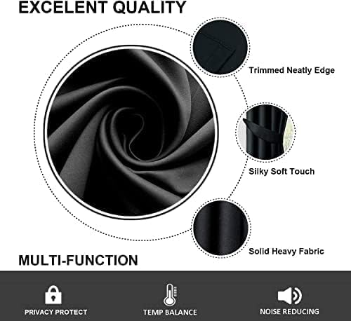 Aspire Homeware Blackout Curtains for Living Room Black Pencil Pleat Bedroom Curtains 90x90 Drop Pair of Thermal Insulated Super Soft Black Out Long Curtain with Tie Backs, 2 Panel - Image 9