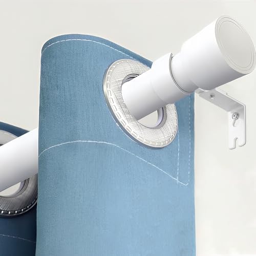 Curtain Pole with Brackets&Cap Finials Extendable Curtain Rods for Windows, Living Room, Bathroom, Bedroom(90-175CM/35.4-69.0Inch, Silver)