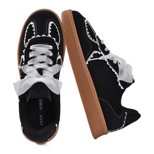 Image of Women's Ribbon Lace-Up Fashion Sneakers Arch Support Tennis Walking Shoes
