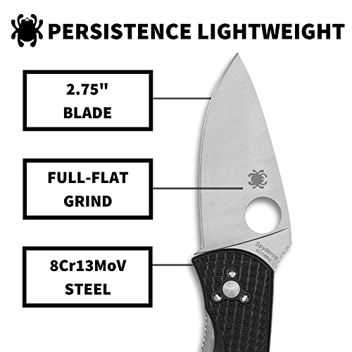 Spyderco Persistence Lightweight Knife with 2.77" Stainless Steel Blade and Durable Black FRN Handle - PlainEdge - C136PBK - Image 3