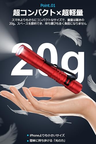 RISEMART LED懐中電灯 超軽量小型モデル