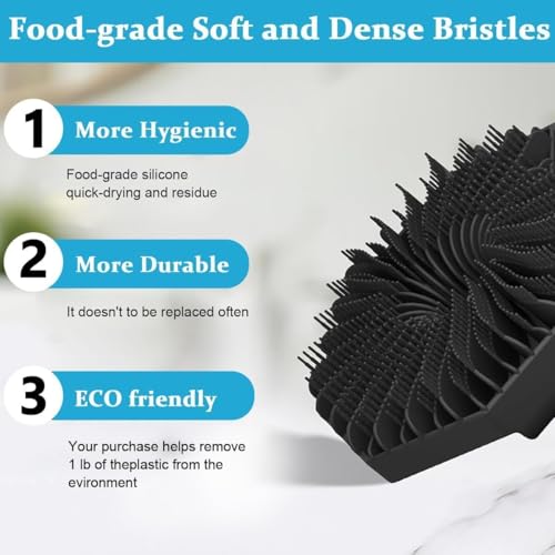 Image of Antimicrobial Silicone Body Scrubber, Exfoliating Body Scrubber for Sensitive Skin, Eco Friendly Shower Scrubber for Body, Silicone Body Brush for Showering, Charcoal