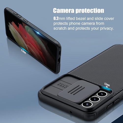 Image of Nilkin Classic Series Compatible for Samsung S21 FE (S21FE) Case with Camera Cover, [Camera Lens Protector] [Scratch-Resistant] [360 Full Protection] Shockproof Slim Phone Case (Black, S21-FE)