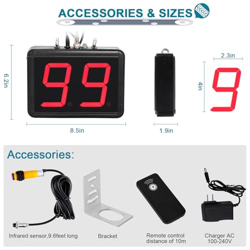Image of Led Digital Counter Count Up to 99 with Infrared Sensor Conveyor Counter People Visitor Counter 4in Red Number Display Counter for Factory Production Line 110-220V
