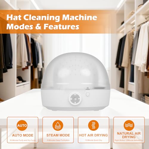 Hat and Helmet Care Machine, 4-in-1 Cap Shaper Restorer with Steam Iron, UV Sterilization, Ozone & 3-Color Lighting, Professional Cleaner for Baseball Caps, Snapbacks, and Motorcycle Helmets by Aygience - Image 4