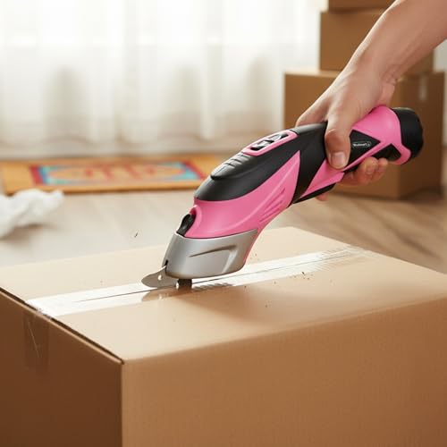 Cordless Electric Scissors with Two Blades – Fabric, Leather, Carpet, Cardboard and Box Cutter – 3.6V Lithium-Ion Rechargeable Battery by Stalwart (Pink) by Stalwart - Image 3