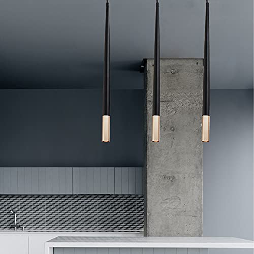 Mozeny Long Tube Pendant Light Aluminum Led Hanging Lamp Kitchen Island Chandelier Single Head Cone Suspension Light Black Bedroom Droplight Bedside Ambient Light Counter Loft Lighting Fixture #TOP2
