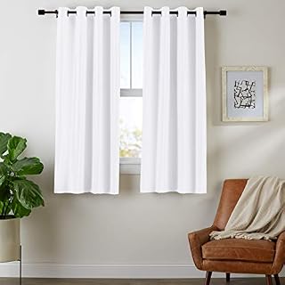 AmazonBasics Room Darkening Blackout Window Curtains with Grommets - 42" x 63", White