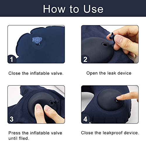 Image of Travel Pillow, Inflatable Neck Pillow, Inflatable Travel Pillow, Inflatable U Shape Pillow, Travel Neck Pillow with Pressing Inflation Pump Suitable for Sleep Rest, Airplane, Car, Office and Outdoor