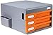 Szafki na dokumenty Szafka na dokumenty A4 Pudełko biurowe, 3 szafki na szuflady, z cyfrowym zamkiem szyfrowym i uchwytem na długopis, do domu i regału na książki (rozmiar: niebieski) (pomarańczowy)