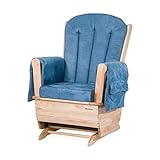 Foundations SafeRocker Standard Glider Rocker with Wood Base, Blue Microfiber Cushion