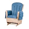 Foundations saferocker standard glider rocker baby feeding and rocking chair for nursery daycare environment glider with wood skirt base blue microfiber  urban country home decor