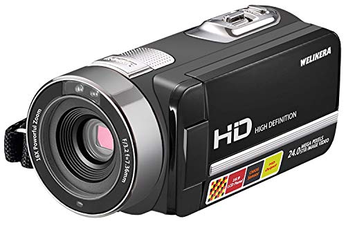 Video Camera Camcorder, WELIKERA IR Night Vision Remote Control Handy Camera, HD 1080P 24MP 16X Digital Zoom Video Camcorder with 3.0