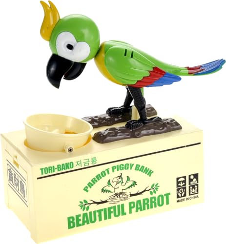 PowerTRC Parrot Coin Bank for Kids, Cute Money Bank for Boys and Girls, Savings Piggy Bank | Fun Gift for Kids and Adults
