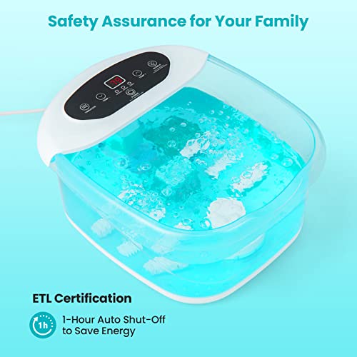 Image of Giantex Foot Spa with Heat and Massage - Feet Bath Soak Tub w /Bubble, Vibration, Removable Pedicure Stone, Massage Beads, Auto Shut-Off, Relieve Feet Stress, Pedicure Foot Soaker Tub (Turquoise)