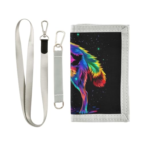 Wolf Colorbody Starry Color Kids Wallet for Boys Girls Trifold Outdoor Sport Wallets for Children Youth Teen Wallet with Zippered Coin Pockets Card Holders Front Pocket Wallets with Magic Sticker2