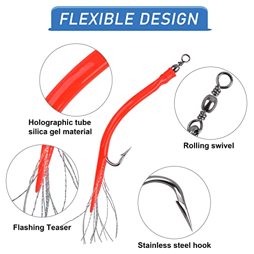 Striped Bass Trolling Tube Lures,Fishing Trolling Tube Teaser Rig With Stainless Steel Hooks Barrel Swivels For Striper Saltwater Game Fish #TOP1