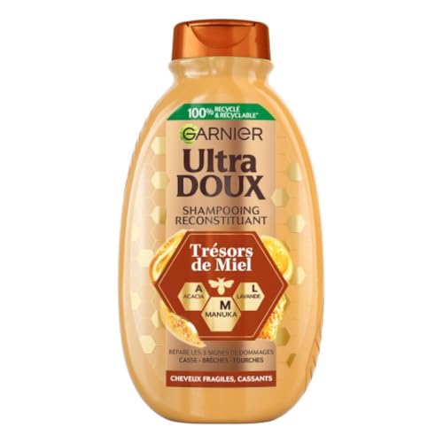 Garnier Ultra Doux - Shampoing Reconstituant - Enrichi en Acacia, Lavande & Manuka - Pour Cheveux Fragiles & Cassants - Trésors de Miel - 400 ml