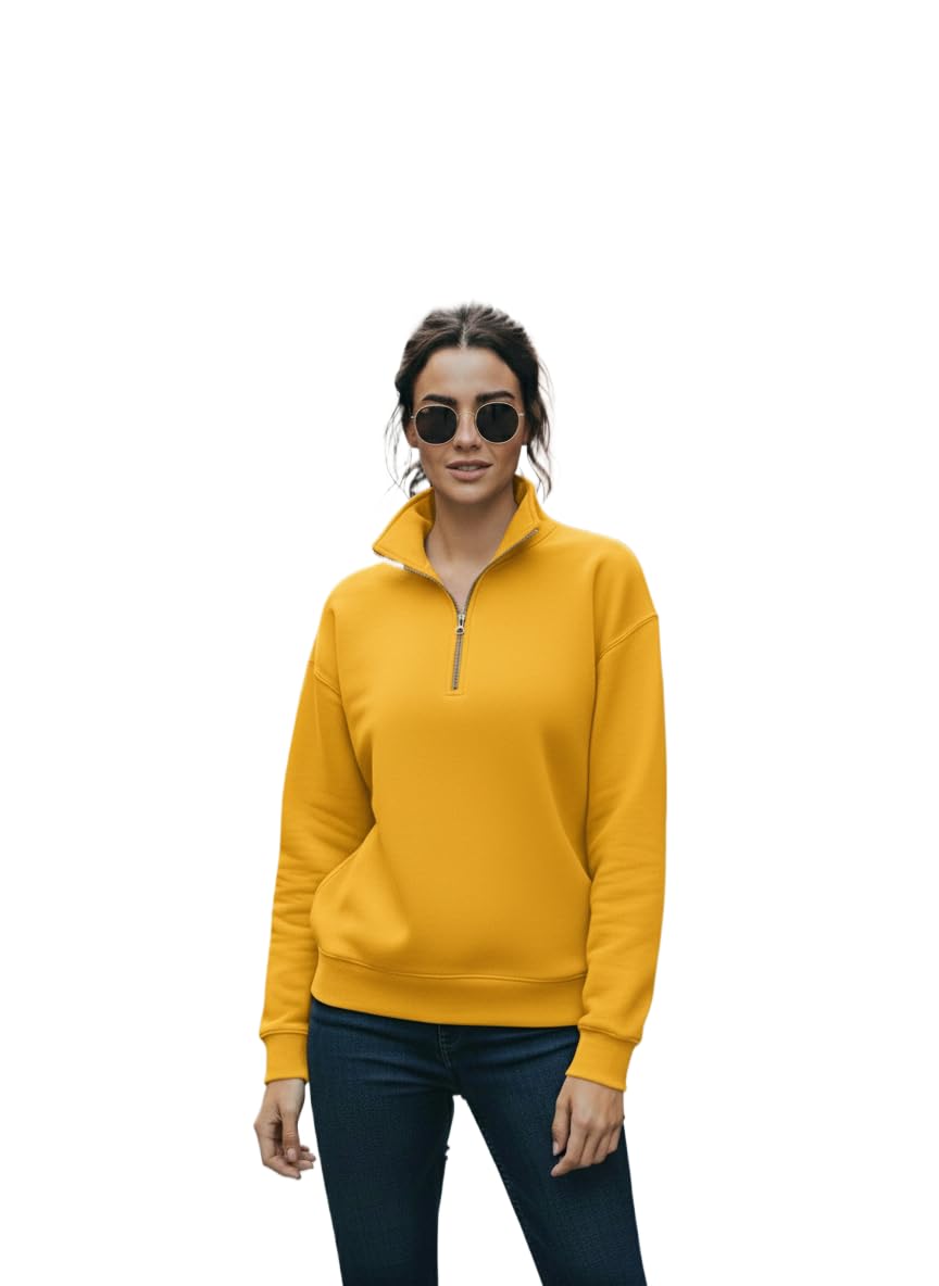 Women’s Fleece Half-Zip High Neck Sweatshirt | Warm & Stylish Winter Wear -JM4380-image-48