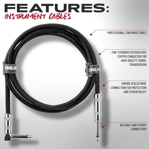 Image of Cableworks by Gator Cases Backline Series 10 Ft Straight to Right Angle Instrument Cable (GCWB-INS-10RA)