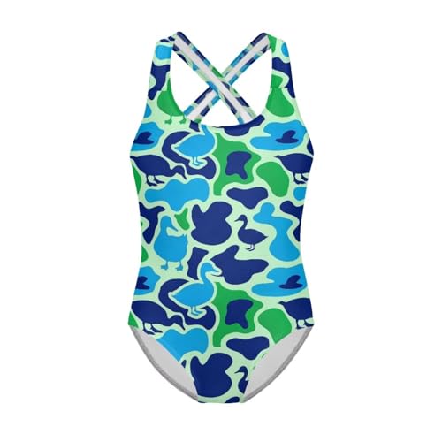 Image of Xpyiqun Swimsuit for Girls One Piece Bathing Suits Size 5-14 Sleeveless Swimwear Cross Shoulder Strap Swimming Wear