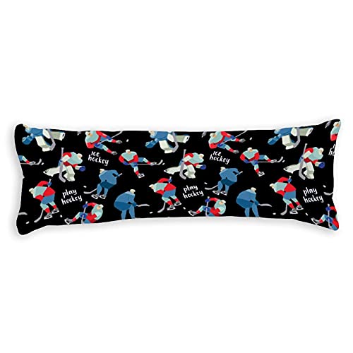 XKAWPC Ice Hockey Long Body Pillow Cover Pillowcase 20 x 54 inch Only Cover No Insert, XKAWPC, White-style, 20Inx54In